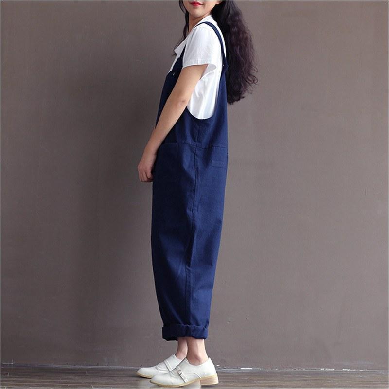 Preppy style Casual Loose Linen jumpsuit – Kolihu